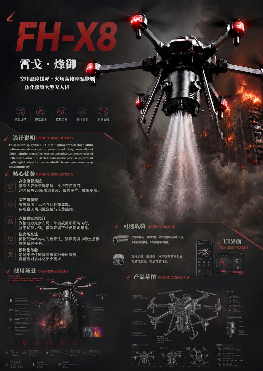 FH-X8 霄戈·烽御 火场侦察无人机展板